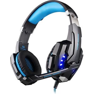 G9000 Gaming headset Met microfoon en draad, Noise cancelling hoofdtelefoon LED-licht, bassurround, zachte geheugen-oorbeschermers voor PS4 PC Xbox One PS5, Blauw