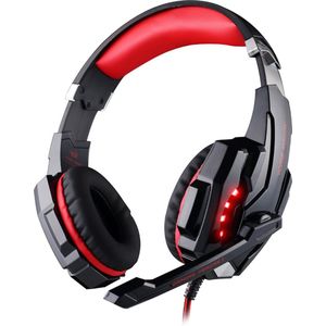 G9000 Gaming headset Met microfoon en draad, Noise cancelling hoofdtelefoon LED-licht, bassurround, zachte geheugen-oorbeschermers voor PS4 PC Xbox One PS5, Rood