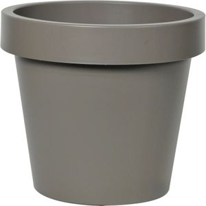 Plantenpot/bloempot - kunststof - taupe/bruin - Tuin buiten - D25 x H22 cm
