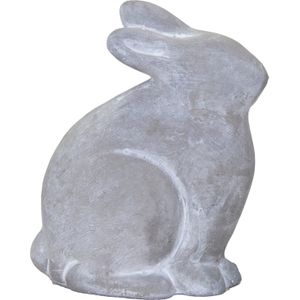 Tuinbeeld Deko konijn grijs 13 x 6,5 x 15 cm