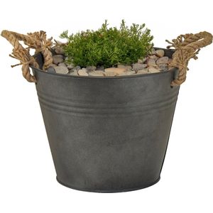 Mega Collections plantenpot/bloempot Old Rope - zink - antraciet - D40 X H29 cm