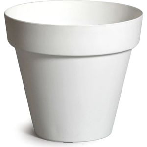 Mega Collections Plantenpot/bloempot - kunststof - wit - binnen/buiten - D34 x H33 cm