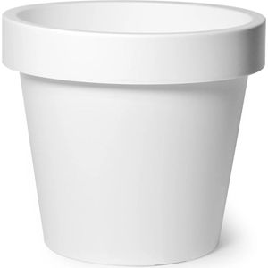 Mega Collections Plantenpot/bloempot - kunststof - wit - D16 cm