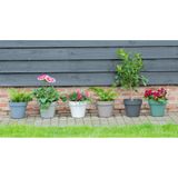 Mega Collections Plantenpot/bloempot - kunststof - wit - buiten - D35 x H31 cm