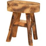 Mega Collections Zit krukje/bijzet stoel - hout - lichtbruin - D29 x H35 cm - Voor kinderen