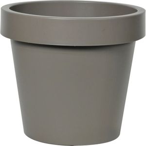 Plantenpot/bloempot - kunststof - taupe/bruin - Tuin buiten - D40 x H35 cm - Plantenpotten