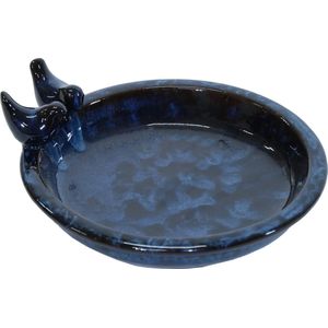 Vogelbad/voederschaal - donkerblauw -  keramiek - D30 x H11 cm - drinkschaal voor tuinvogels - Vogelvoederschalen