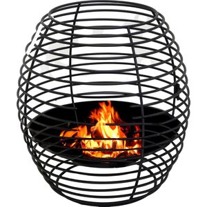 Mega Collections Vuur emmer/vuurkorf Firebasket Spiral - zwart - ijzer - D40 x H40 cm - rond - Vuurschalen - Vuurkorven