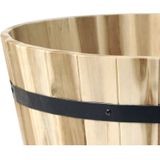 Plantenbak/bloempot - Low Barrel - acacia hout - naturel bruin - D46 x H28 cm - Plantenpotten