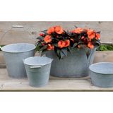 Mega Collections Emmer/plantenpot/bloempot - zink - grijs - D15 x H13 cm