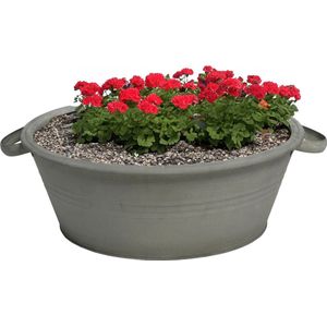 Mega CollectionsÂ teil/plantenpot Farmer - zink - licht grijs - D40 X H14 cm