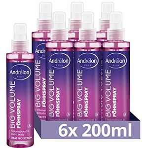 Andrélon Pink Big Volume Fohnspray, voor voelbaar dikker haar - 6 x 200 ml - Voordeelverpakking