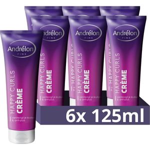 Andrélon Pink Crème - Happy Curls - verstevigt je krullen en anti-pluis - 6 x 125 ml
