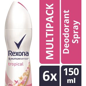 Rexona Motionsense - Deospray - Tropical - 6x 150 ml - voordeelverpakking