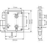 Dulimex UKS BB 55/65B Poortslot met hefschoot doornmaat 60mm twee sleutels 0160.095.5650