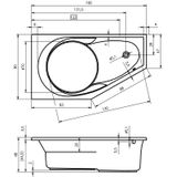 Riho Yukon Ligbad 160x90cm Rechts