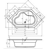 Riho Winnipeg Inbouw Hoekbad 145x145cm Acryl Wit