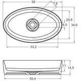 Waskom riho thin opbouw ovaal 58x34.6 cm mat wit