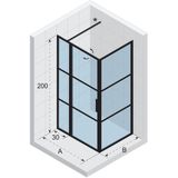 Riho Grid douchecabine XL 120x100x200cm 1 draaideur zwart profiel en helder glas G004021121