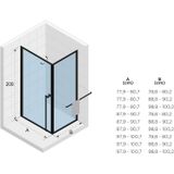 Douchecabine riho lucid gd201 omkeerbaar verstelbaar aluminium 200x80x100 cm mat zwart