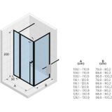 Douchecabine riho lucid xl gd203 omkeerbaar verstelbaar aluminium 200x110x80 cm mat zwart