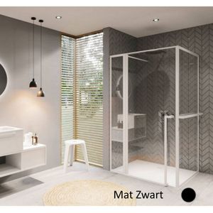 Douchecabine Riho Lucid XL GD203 Omkeerbaar Verstelbaar Aluminium 200x130x100 cm Mat Zwart