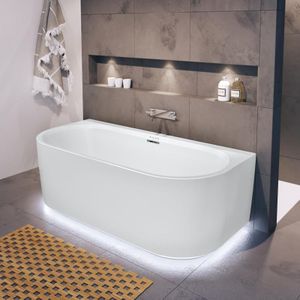 Riho Desire B2W Halfvrijstaand Bad 180x84cm - Acryl - Velvet Wit - Sparkle Mood - LED Verlichting - Baden - Whirlpool Baden - 8714148607756