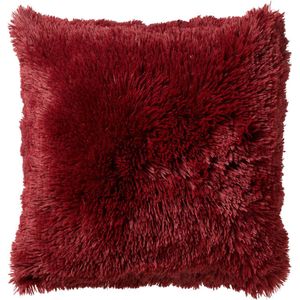 Dutch Decor FLUFFY - Kussenhoes 45x45 cm - superzacht - effen kleur - Merlot - rood - met rits - zonder binnenkussen