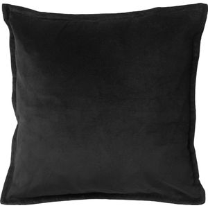 Dutch Decor CAITH - Kussenhoes 50x50 cm - 100% katoen - velvet - lekker zacht - Raven - zwart - met rits