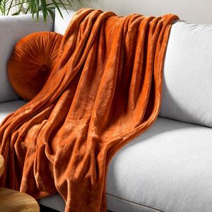 Dutch Decor HARVEY Plaid superzachte deken van fleece Potters Clay oranje terra Mooie kwaliteit tip