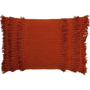 Dutch Decor FARA - Kussenhoes 40x60 cm - 100% katoen - met franjes - Potters Clay - oranje - met rits