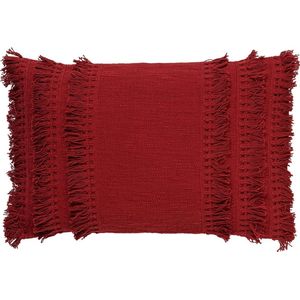 Dutch Decor FARA - Kussenhoes 40x60 cm - 100% katoen - met franjes - Merlot - rood - met rits