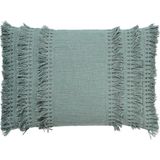 Dutch Decor FARA - Kussenhoes 40x60 cm - 100% katoen - met franjes - Jadeite - lichtgroen - met rits