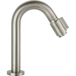 Saqu Essential 2.0 Luxe Fonteinkraan - 18.90 cm - met C-uitloop Solid Steel - Toiletkraan - Koudwaterkraan - WC Kraan
