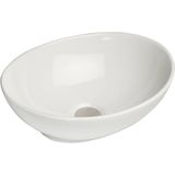 Saqu Design Collection Ovale Waskom - 40x33x15 cm - Keramiek - Wit - Wastafel - Opbouw