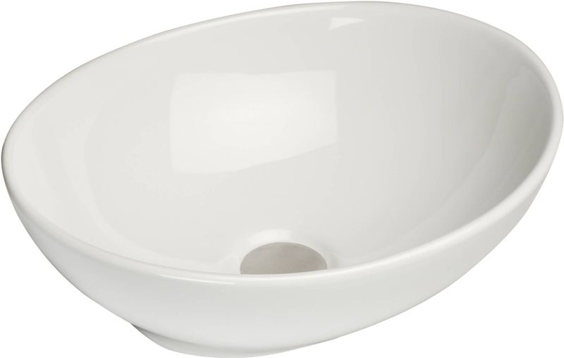 Saqu Design Collection Ovale Waskom - 40x33x15 cm - Keramiek - Wit - Wastafel - Opbouw