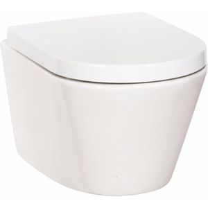 Saqu Sky 2.0 Randloos Hangtoilet - Incl. Toiletbril met Quickrelease - Wit - WC Pot - Toiletpot - Hangend Toilet
