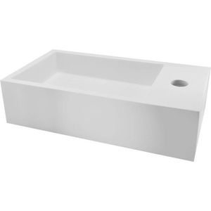Saqu Deluxe Fonteintje Rechts 40x22cm Solid Surface Mat Wit