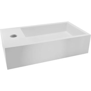 Saqu Deluxe Fonteintje Links 40x22cm Solid Surface Mat Wit