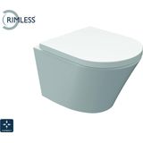 Saqu Sky 2.0 Compact Randloos Hangtoilet - met Toiletbril - met Quickrelease - Wit - WC Pot - Toiletpot - Hangend Toilet