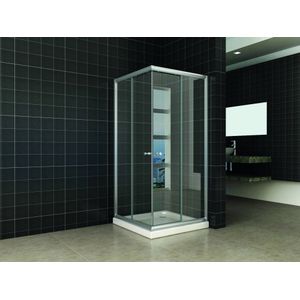 Saqu Slide Douchecabine - Hoekinstap 80x80x190 cm - Veiligheidsglas - Helder Glas/Aluminium - Douchewand