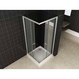 Saqu Slide Douchecabine - Hoekinstap 90x90x190 cm - Veiligheidsglas - Aluminium - Douchewand