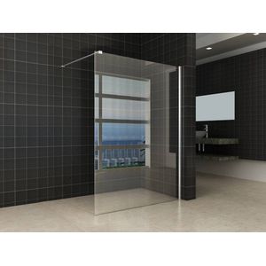 Saqu Splash Douchewand - met Chroom Muurprofiel - 140x200 cm - Nanoglas - Inloopdouche