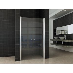 Saqu Flip Douchedeur - 2-delig - 90x200cm - Antikalk - Aluminium Profiel - Veiligheidsglas