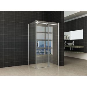 Saqu Roll Douchecabine - met Zijwand - 120x90x200 cm - Veiligheidsglas - Aluminium - Antikalk - Chroom - Douchewand