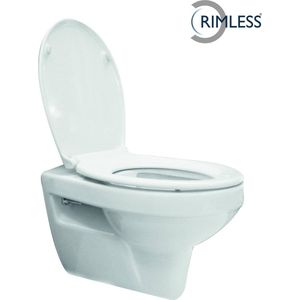 Saqu Spend 1-pack Randloos Hangtoilet - Incl. Toiletbril - Wit - WC Pot - Toiletpot - Hangend Toilet