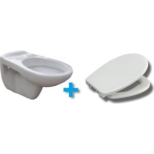 Saqu Trade 1-pack Hangtoilet - en Quickrelease Toiletbril met Softclose - Wit - WC Pot - Toiletpot - Hangend Toilet