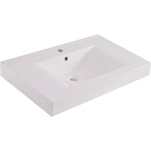 Saqu Flow wastafel 1 kraangat 60x46cm Kunstmarmer wit