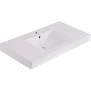 Saqu Flow wastafel 1 kraangat 100x46cm Kunstmarmer wit