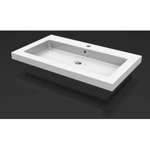 Saqu Alux wastafel met 1 kraangat 80x46 cm Keramiek